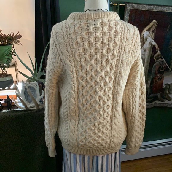 Cladyknit Made in Ireland 100% Wool Arab Cable Knit Sweater EUC Vintage - Picture 3 of 8